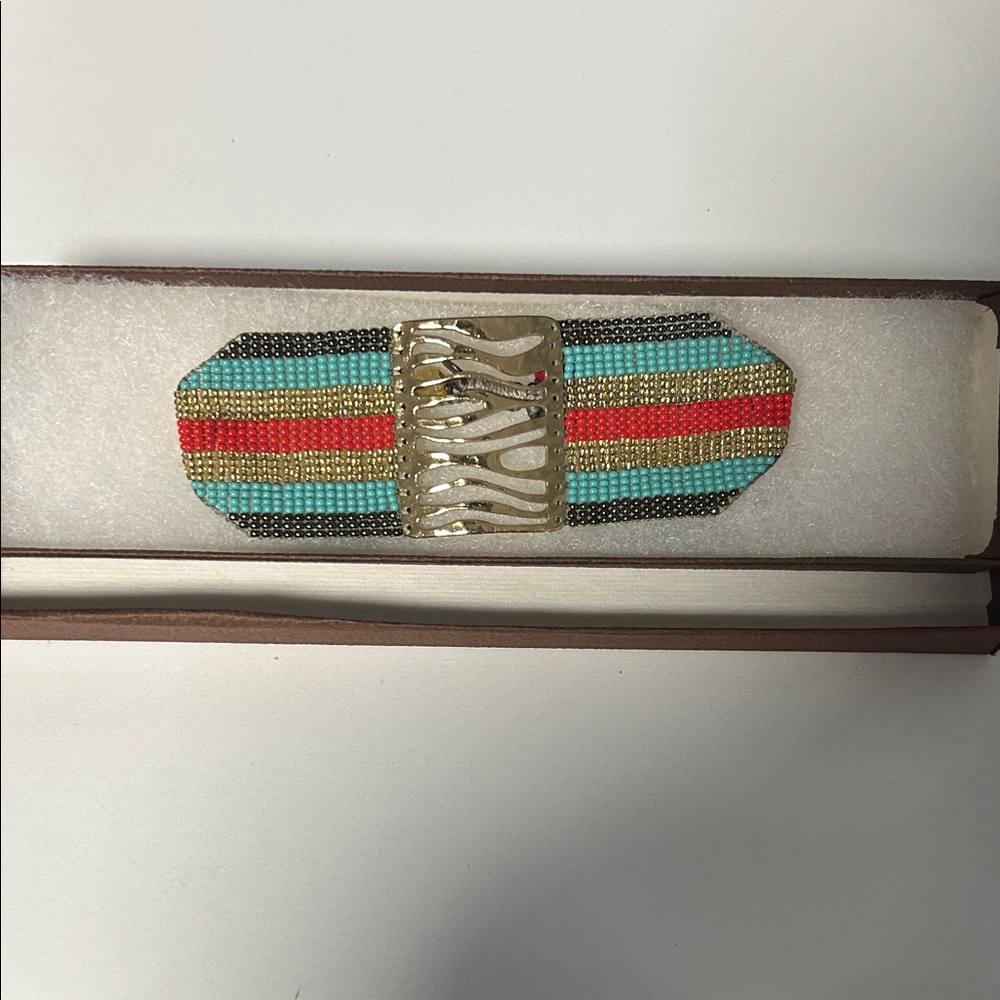 NWT MISHKY Colorful Beaded Bracelet with Gold Accents